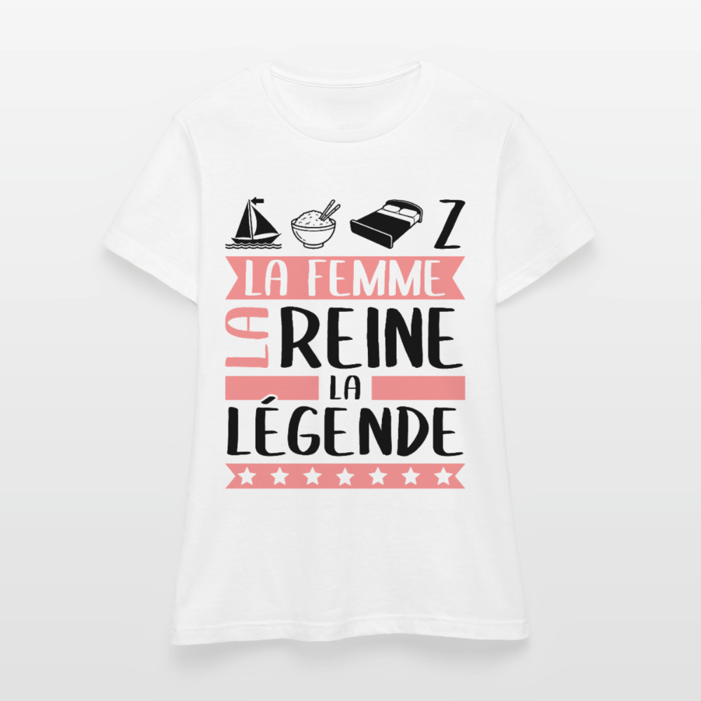 T-shirt femme coloris clair Marie-Lise rébus – La Femme, la reine, la légende - blanc