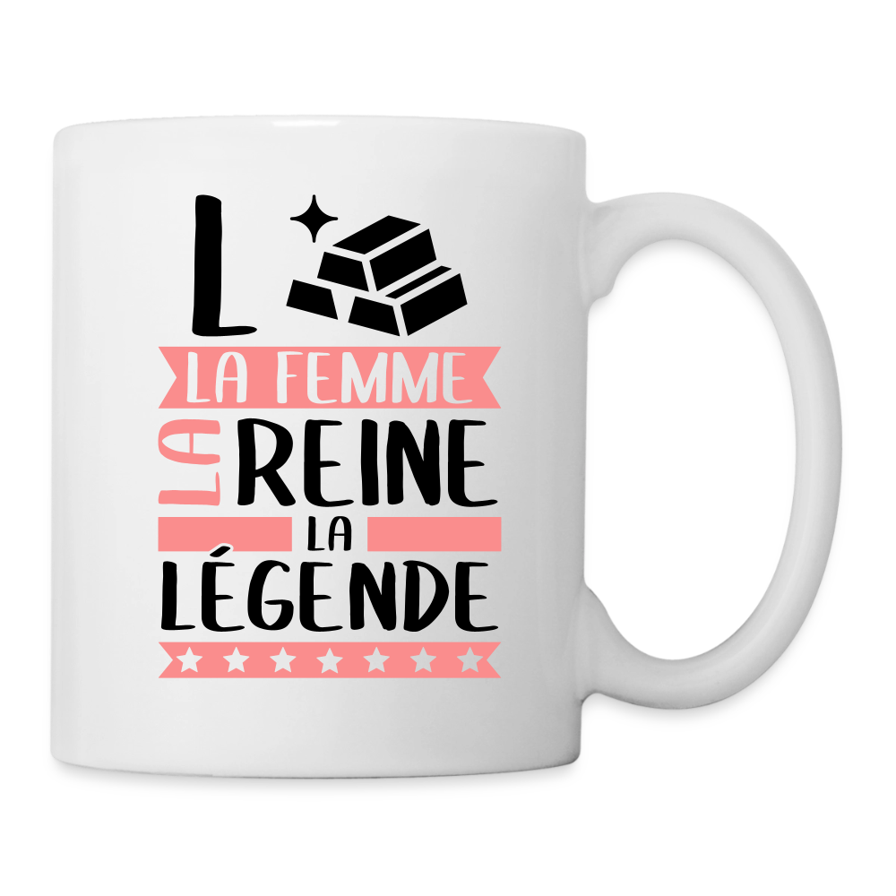 Mug blanc Laure rébus – La femme, la reine, la légende - blanc