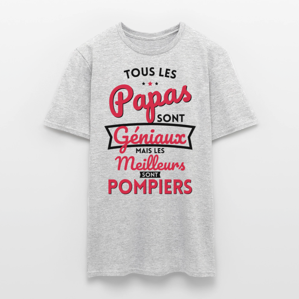 T-shirt Homme - Papas géniaux - Les meilleurs sont pompiers - gris chiné