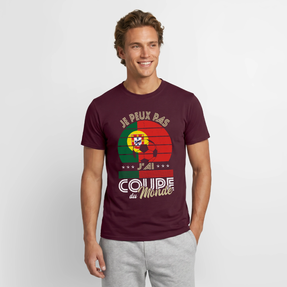 T-shirt Homme - Je peux pas j'ai Coupe du Monde - Portugal - rouge brique