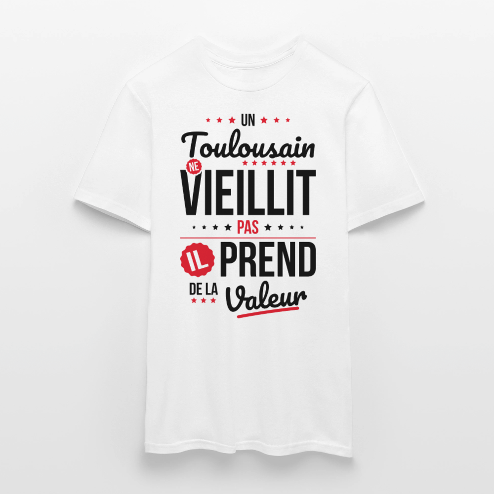 T-shirt Homme - Un Toulousain ne vieillit pas - blanc