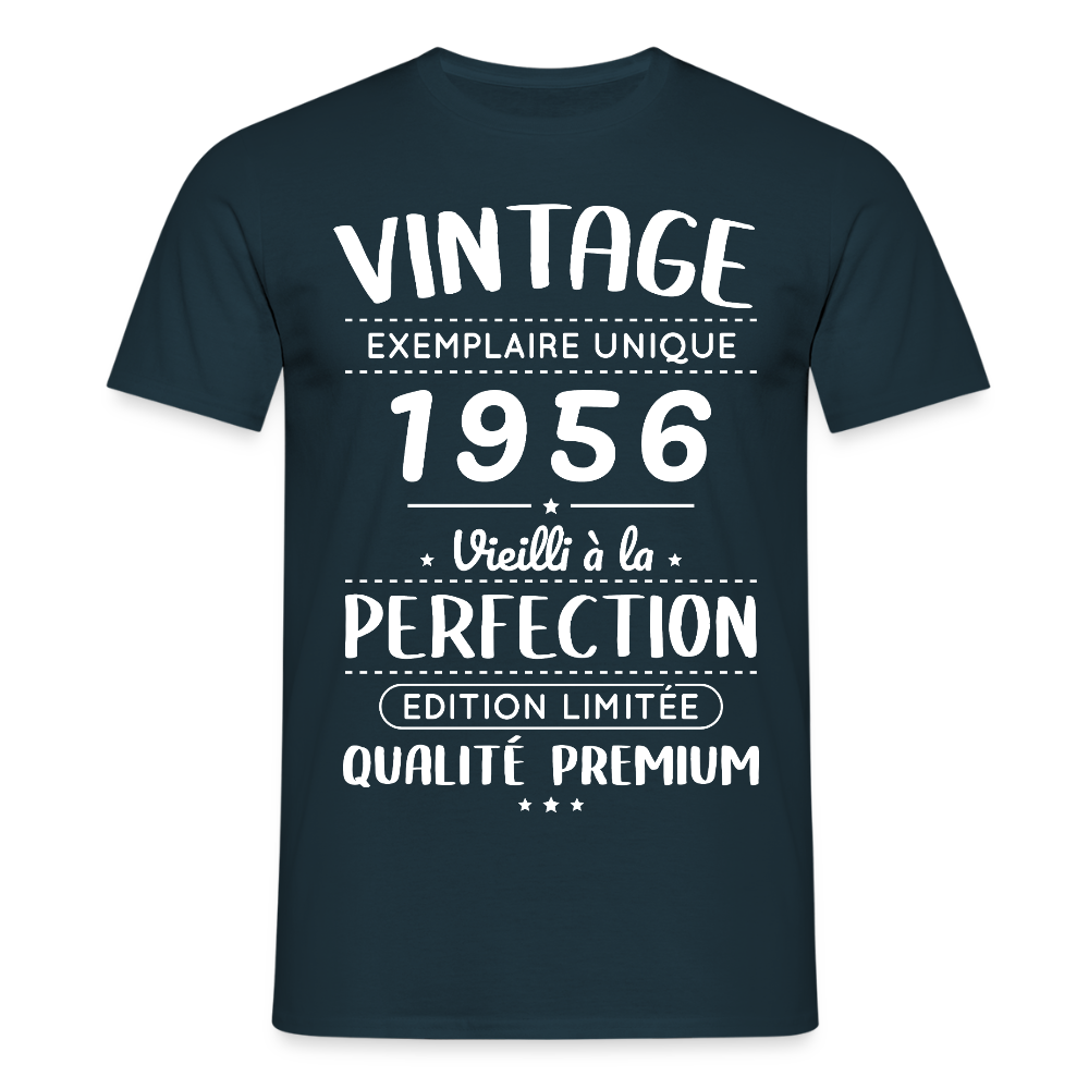T-shirt anniversaire homme 70 ans – Vintage 1956 – Perfection - marine