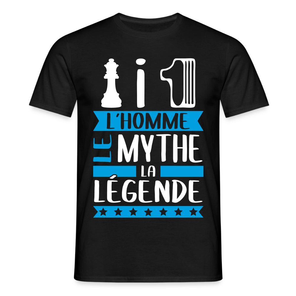T-shirt homme Damien rébus – L’homme, le mythe, la légende - noir