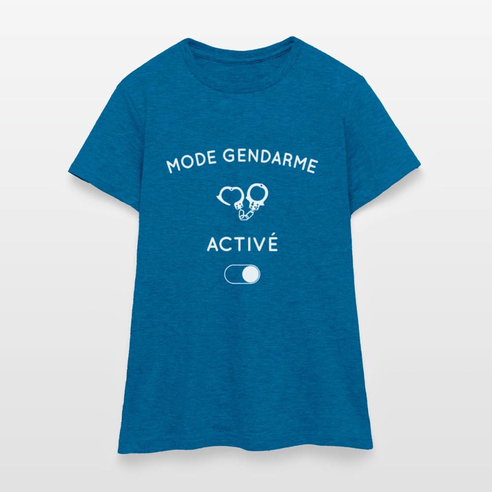 T-shirt Femme - Mode gendarme activé - bleu saphir antique chiné