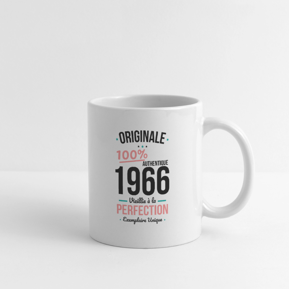 Mug blanc anniversaire 60 ans Femme – Originale 1966 Authentique - blanc