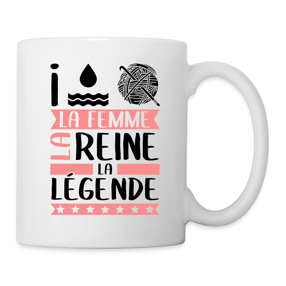 Mug blanc Yolaine rébus – La femme, la reine, la légende - blanc