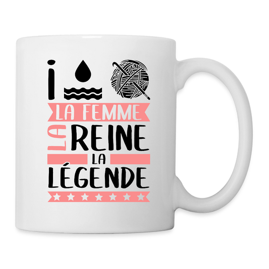 Mug blanc Yolaine rébus – La femme, la reine, la légende - blanc