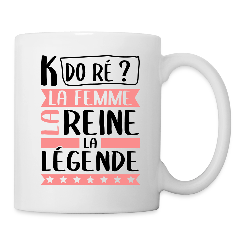 Mug blanc Camille rébus – La femme, la reine, la légende - blanc
