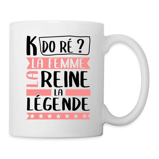 Mug blanc Camille rébus – La femme, la reine, la légende - blanc