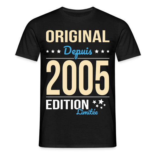 T-shirt Homme - Anniversaire 20 Ans - Original depuis 2005 - noir