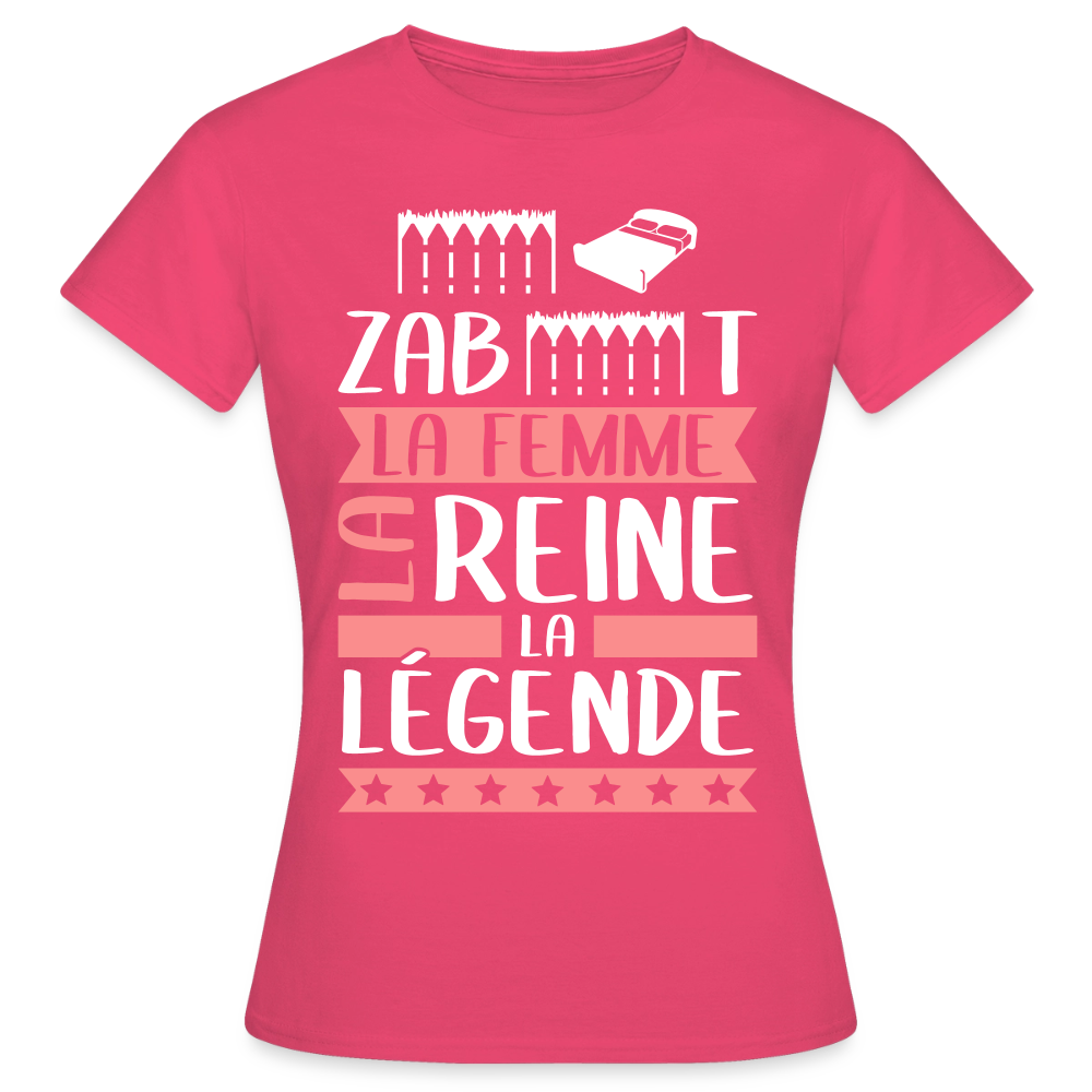 T-shirt femme Elisabeth rébus – La femme, la reine, la légende - rose azalée