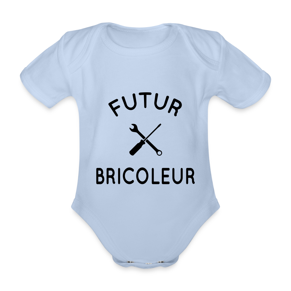Body Bébé bio manches courtes - Futur bricoleur - ciel