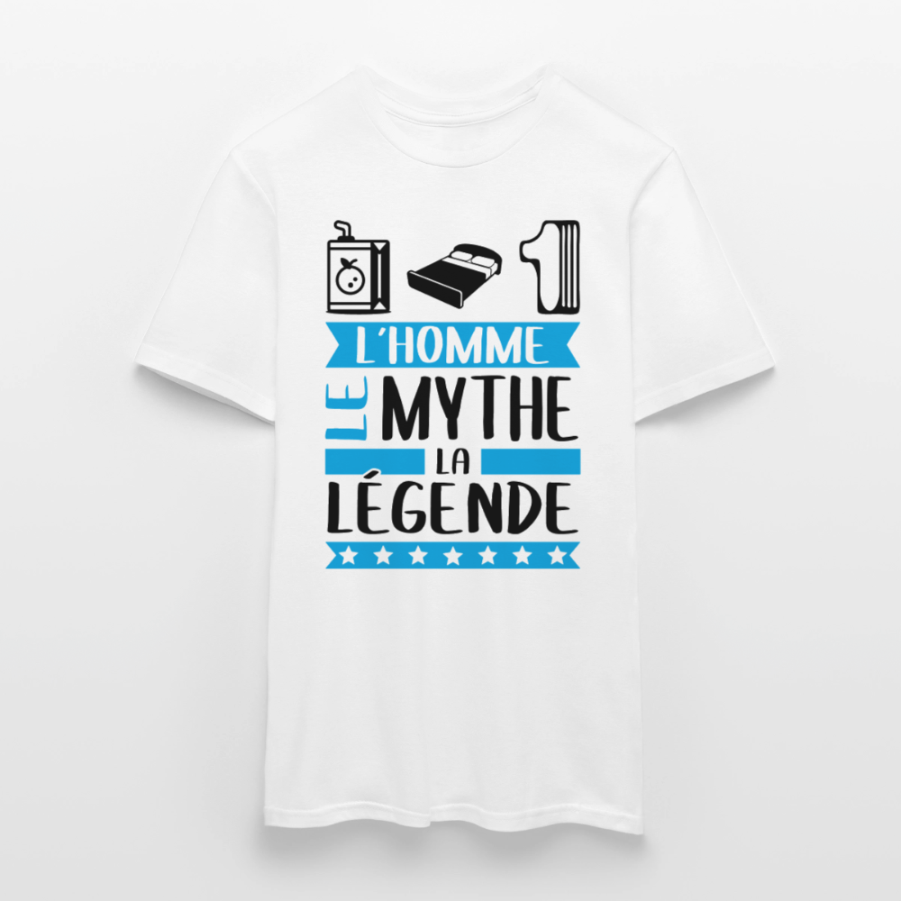 T-shirt homme coloris clair Julien en rébus – L’homme, le mythe, la légende - blanc