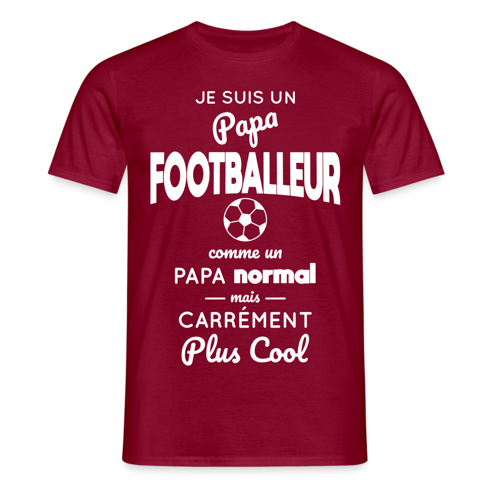 T-shirt Homme - Papa footballeur plus cool - rouge brique