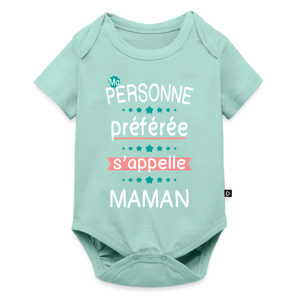 Body bébé bio manches courtes impression rose - Personne préférée Maman - menthe 