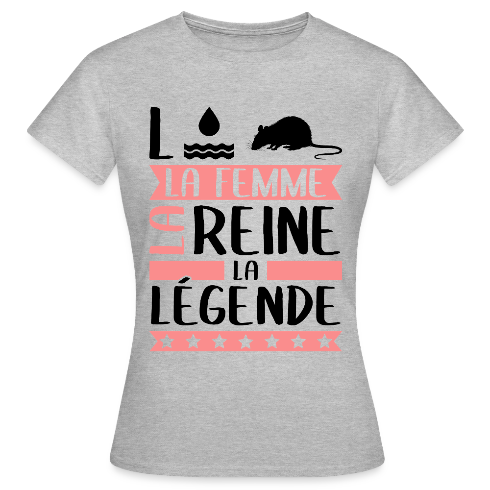 T-shirt femme coloris clair Laura rébus – La femme, la reine, la légende - gris chiné