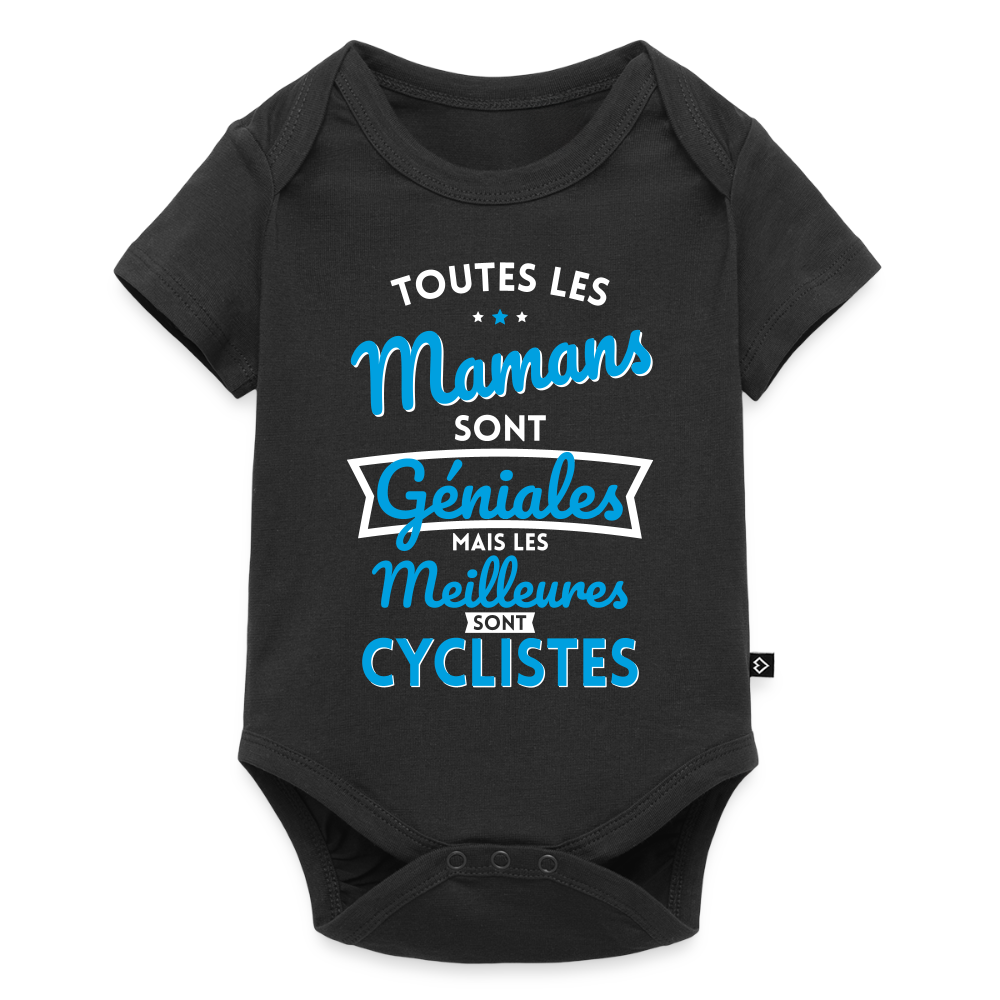 Body Bébé bio manches courtes - Mamans géniales - Les meilleures sont cyclistes - noir