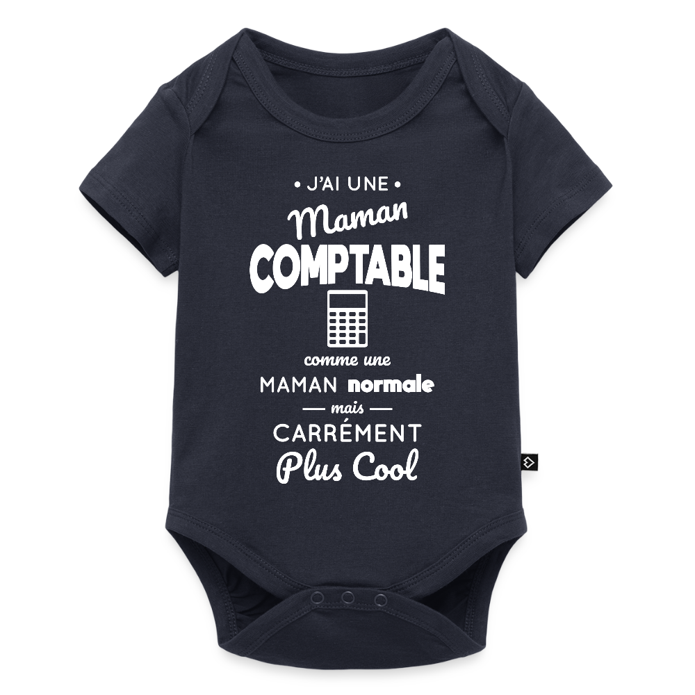 Body Bébé bio manches courtes - J'ai une maman comptable - bleu marine