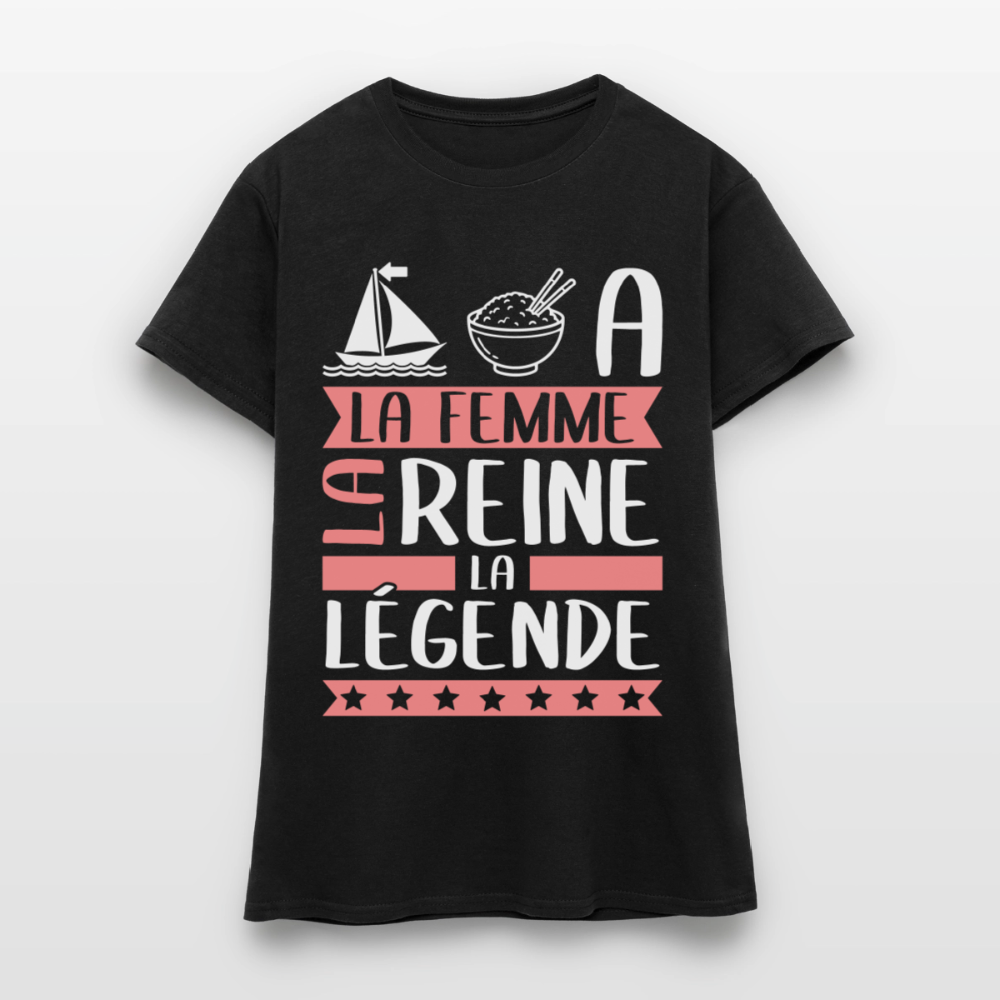 T-shirt femme Maria rébus – La femme, la reine, la légende - noir