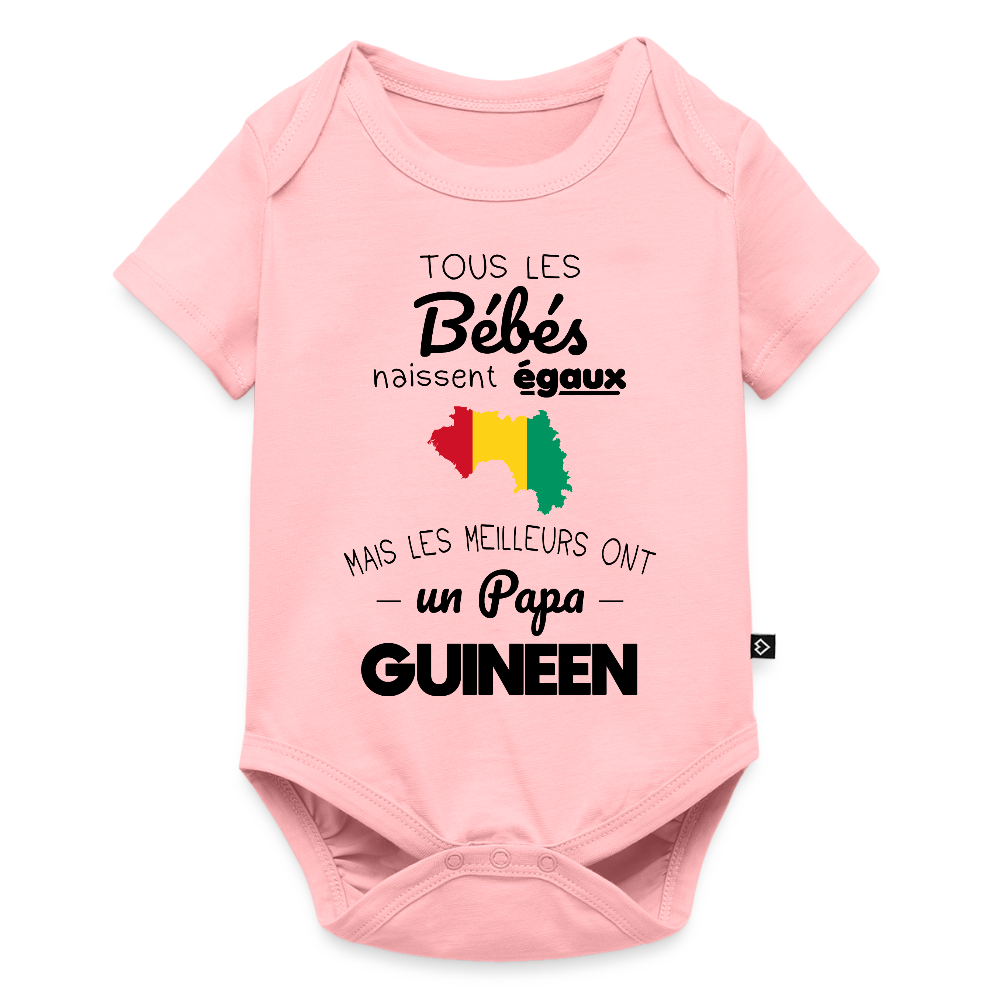 Body Bébé bio manches courtes - Les Meilleurs Ont Un Papa Guinéen - rose