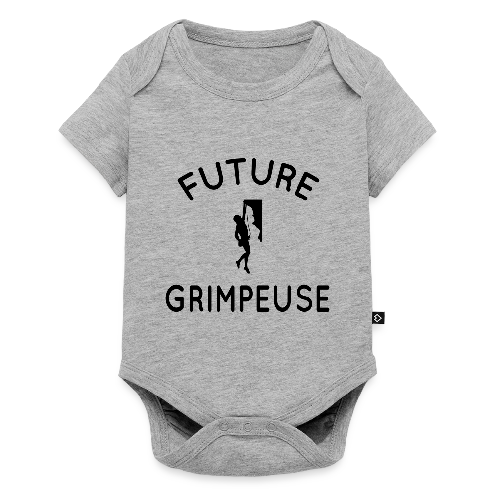 Body Bébé bio manches courtes - Future grimpeuse - gris chiné