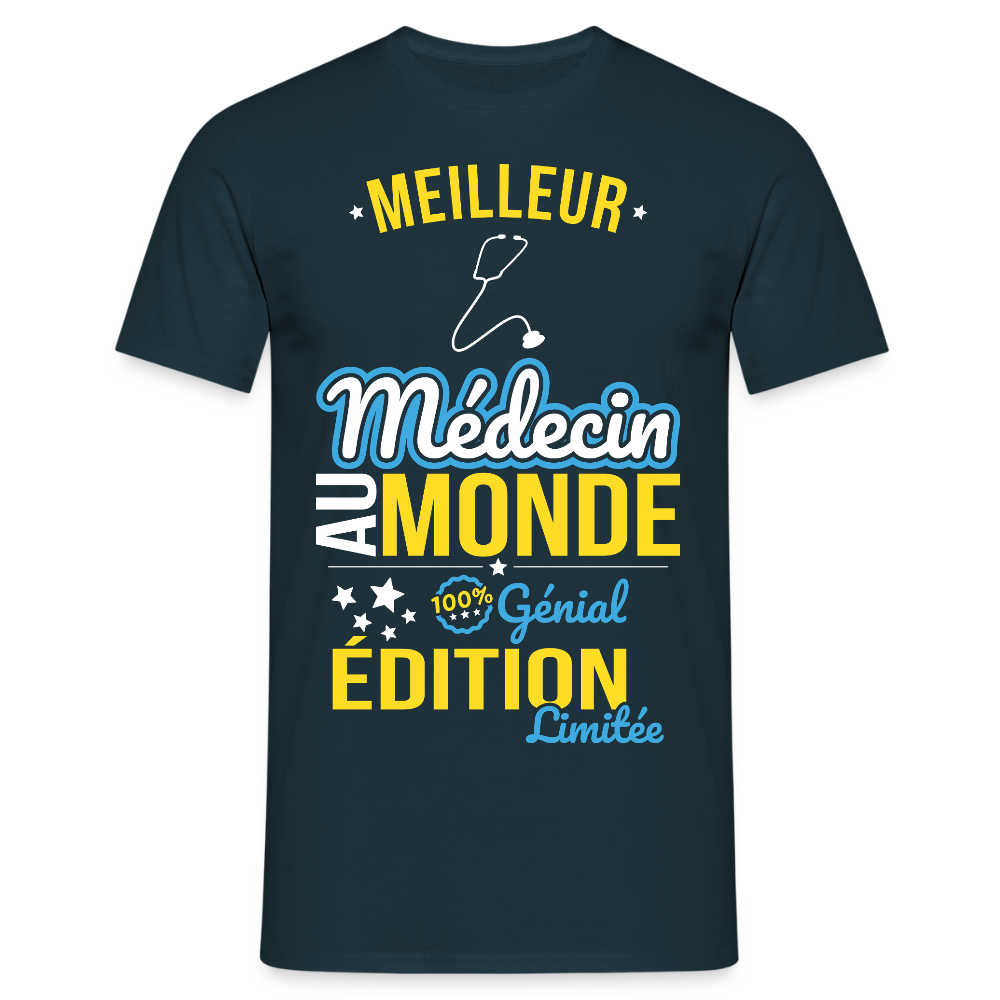 T-shirt Homme - Meilleur Médecin au monde - 100% génial - marine
