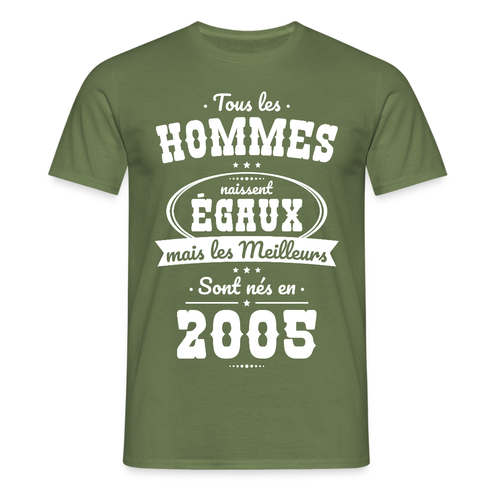 T-shirt Homme - Anniversaire 20 Ans - Les meilleurs sont nés en 2005 - vert militaire