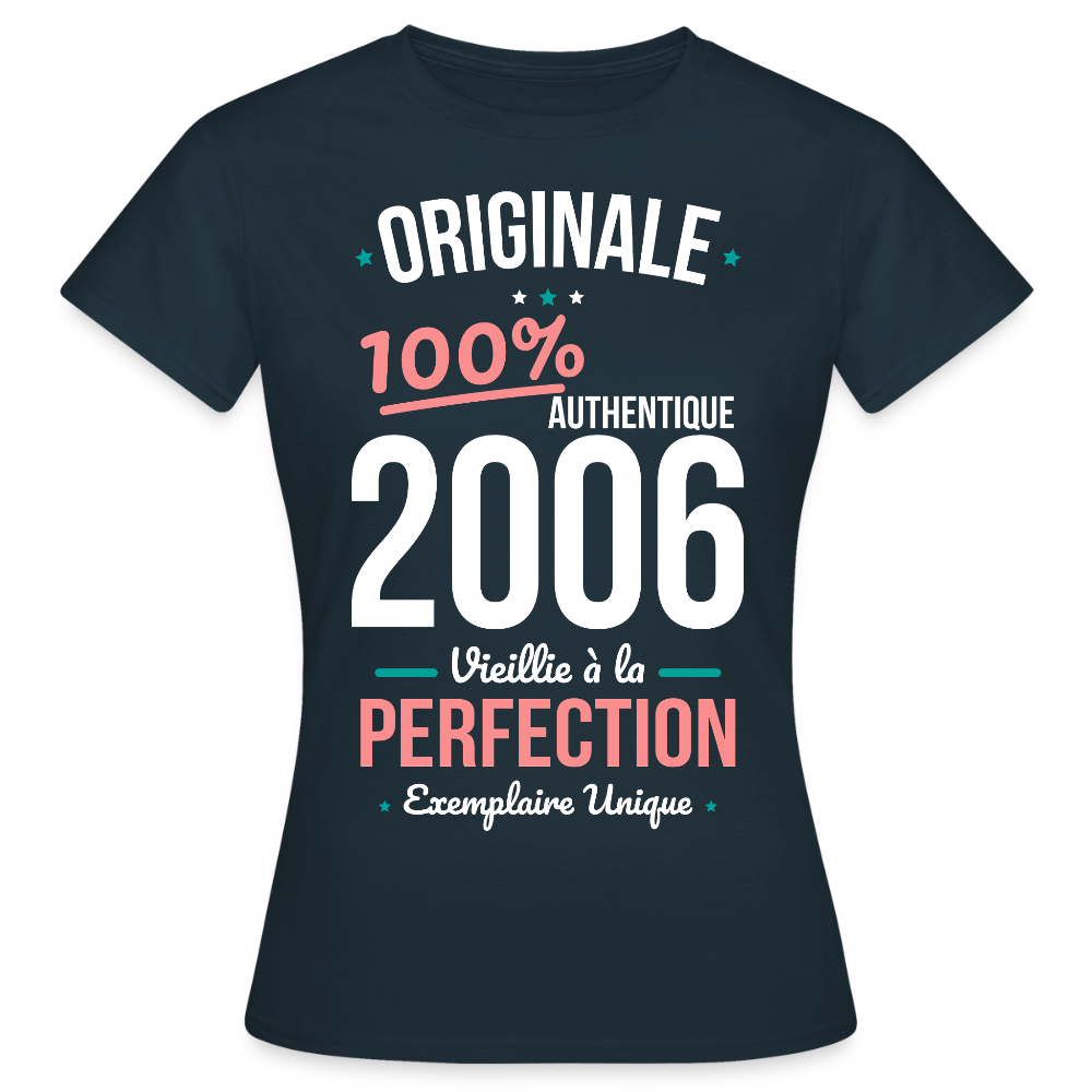 T-shirt anniversaire 20 ans Femme 2006 – Originale 2006 Authentique - marine