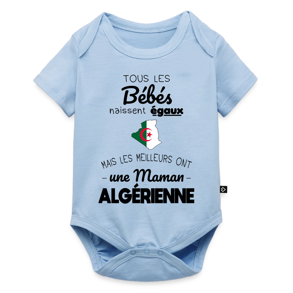 Body Bébé bio manches courtes - Les Meilleurs Ont Une Maman Algérienne - bleu clair