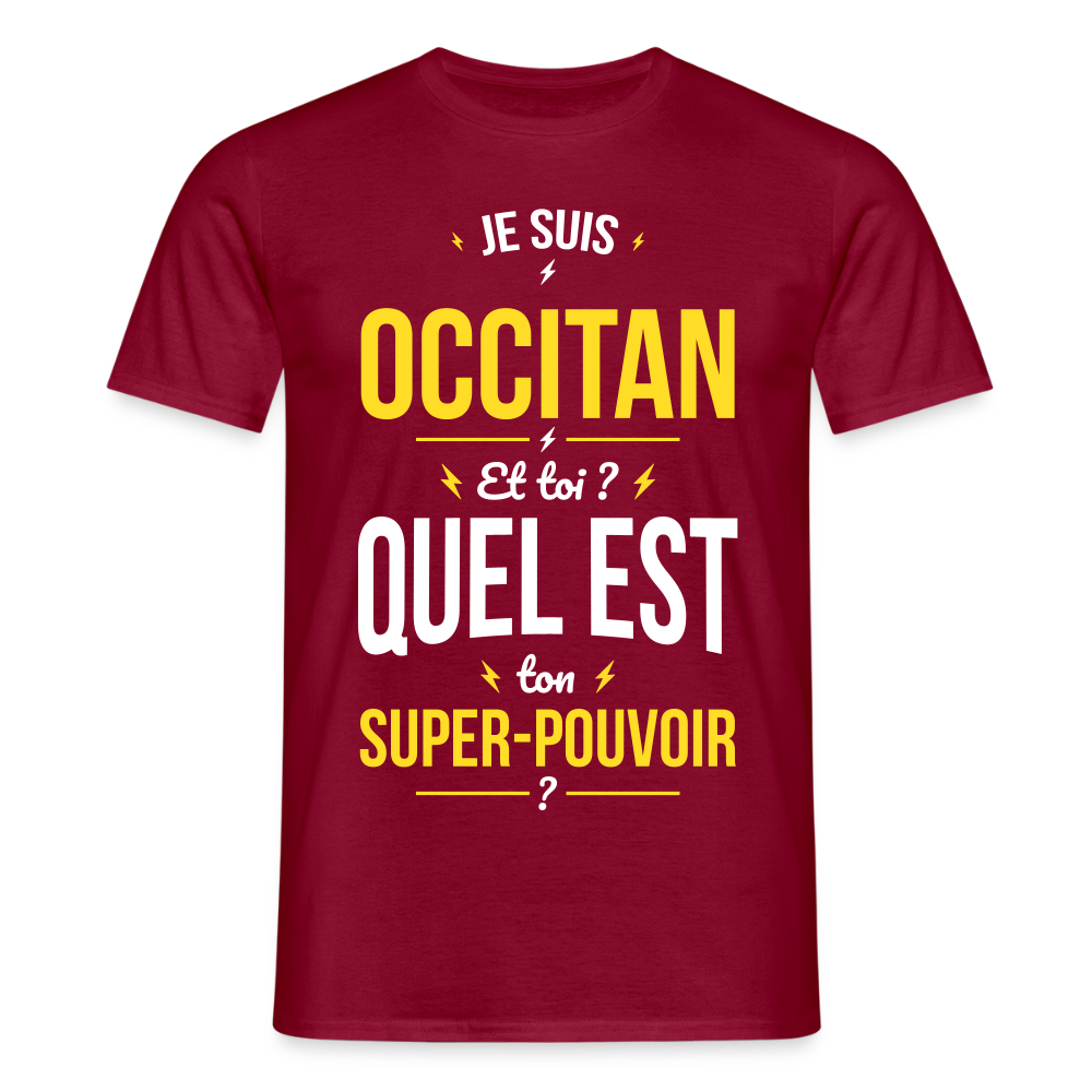 T-shirt Homme - Je suis Occitan - Super-pouvoir - rouge brique