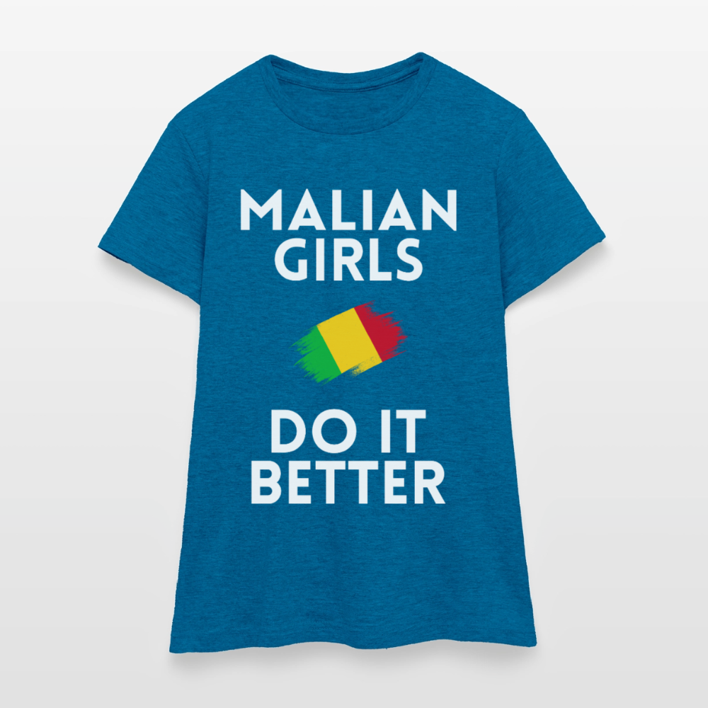 T-shirt femme - Malian Girls Do It Better - bleu saphir antique chiné