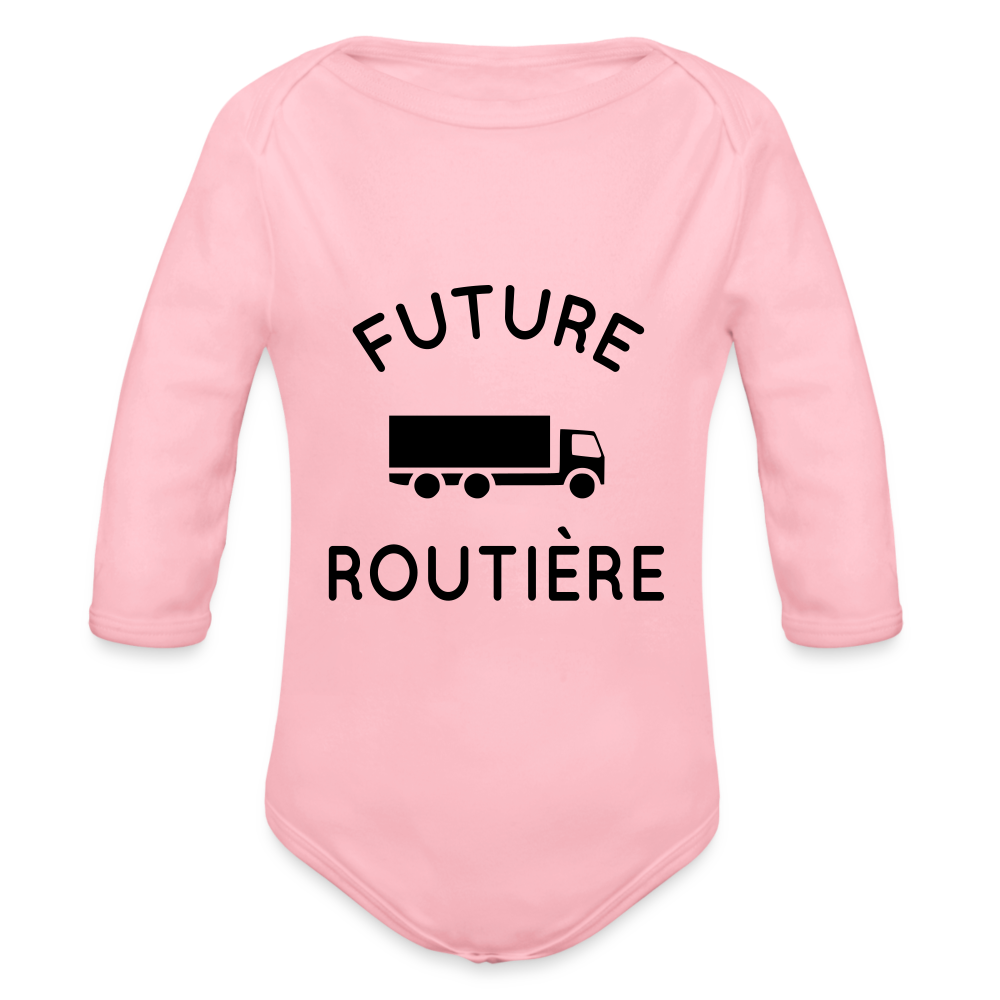 Body Bébé bio manches longues - Future routière - rose clair