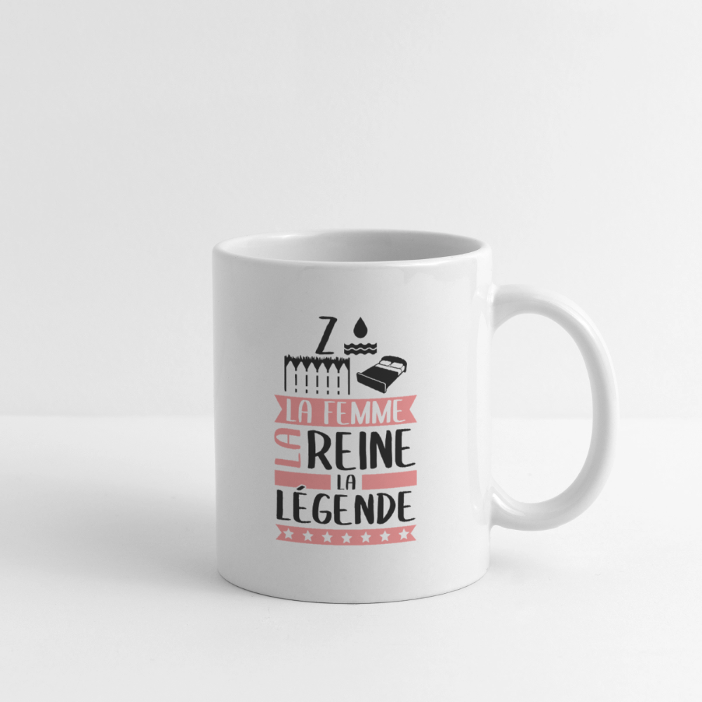 Mug blanc Zoélie rébus – La femme, la reine, la légende - blanc