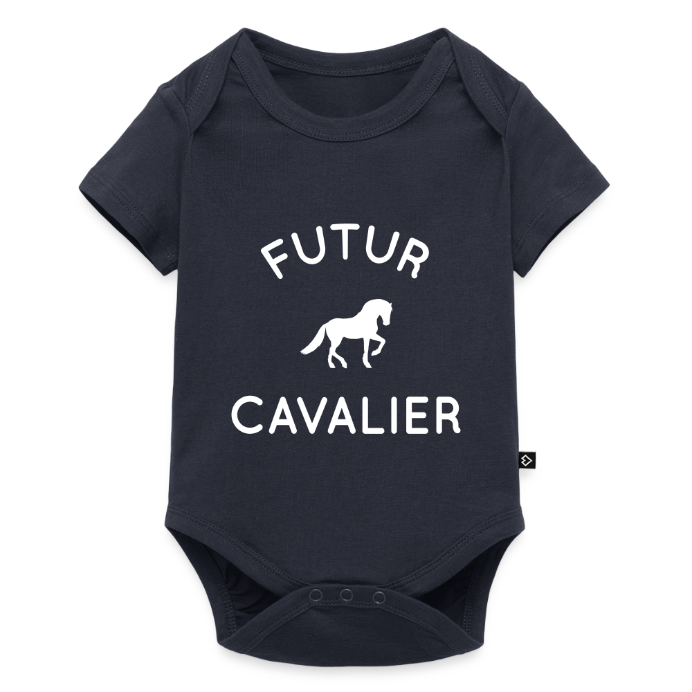 Body Bébé bio manches courtes - Futur cavalier - bleu marine