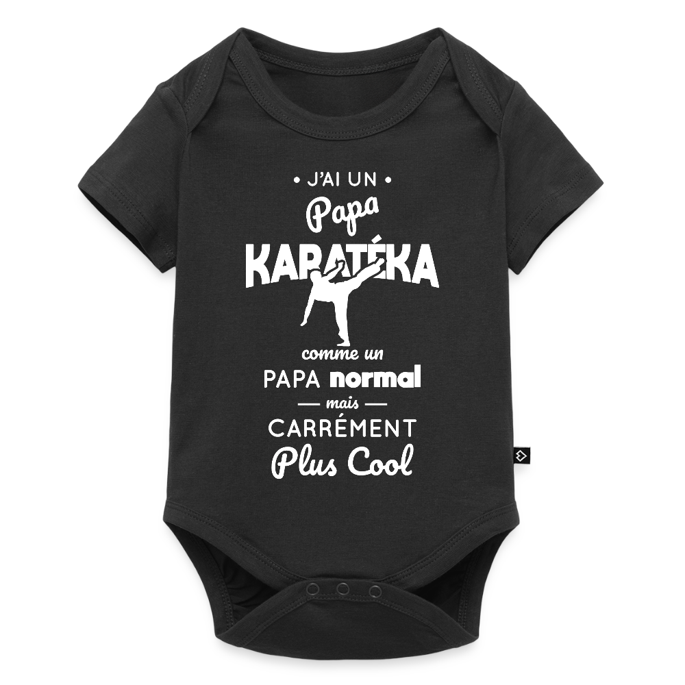Body Bébé bio manches courtes - J'ai un papa karatéka - noir