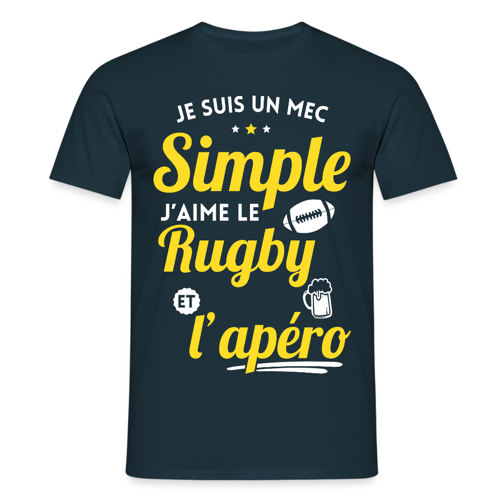 T-shirt Homme - J'aime le  rugby et l'apéro - marine
