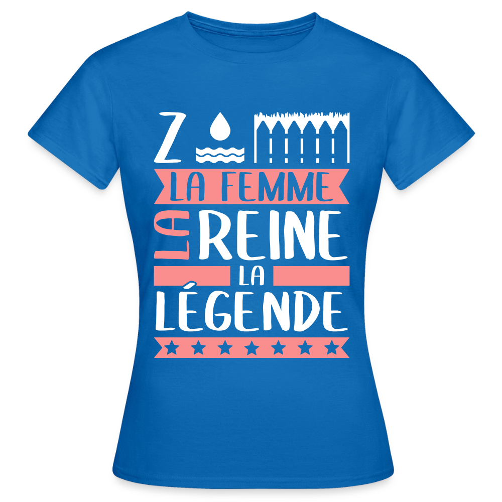 T-shirt femme Zoé rébus – La femme, la reine, la légende - bleu royal