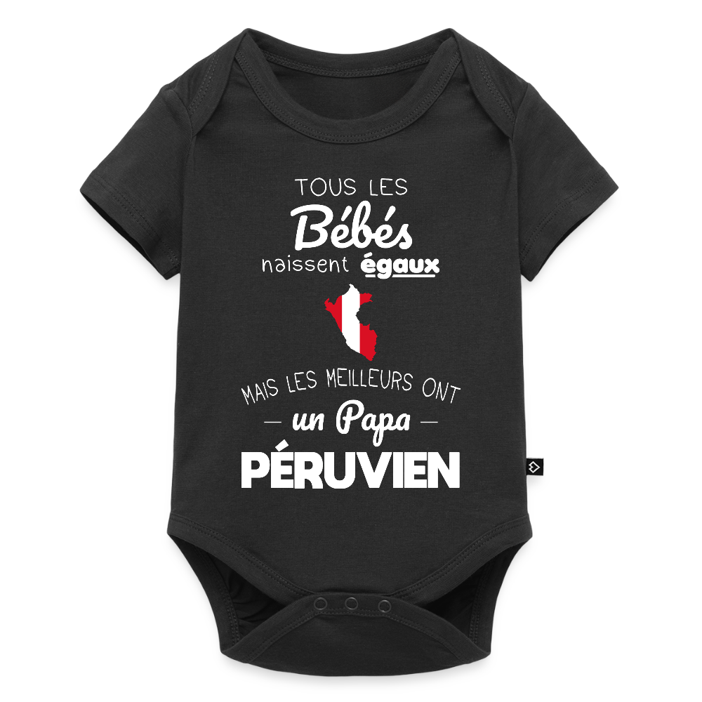 Body Bébé bio manches courtes - Les Meilleurs Ont Un Papa Péruvien - noir