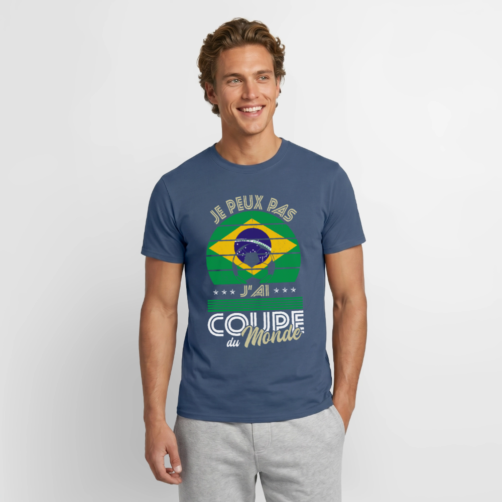 T-shirt Homme - Je peux pas j'ai Coupe du Monde - Brésil - denim foncé