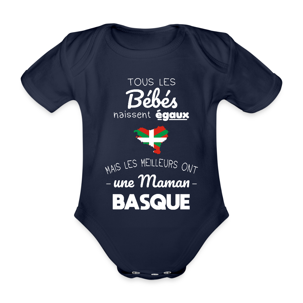 Body Bébé bio manches courtes - Les Meilleurs Ont Une Maman Basque - marine foncé