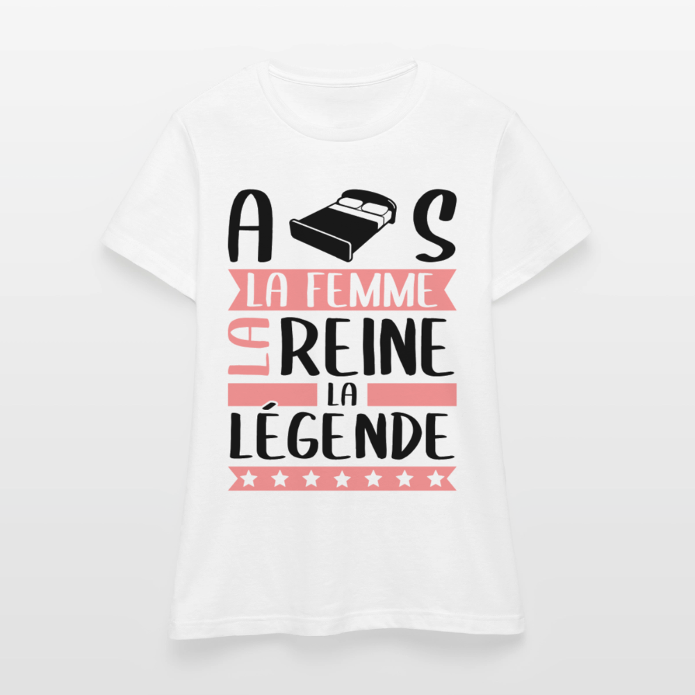 T-shirt femme coloris clair Alice rébus – La femme, la reine, la légende - blanc