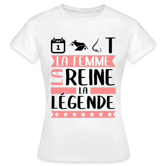 T-shirt femme coloris clair Antoinette rébus – La femme, la reine, la légende - blanc