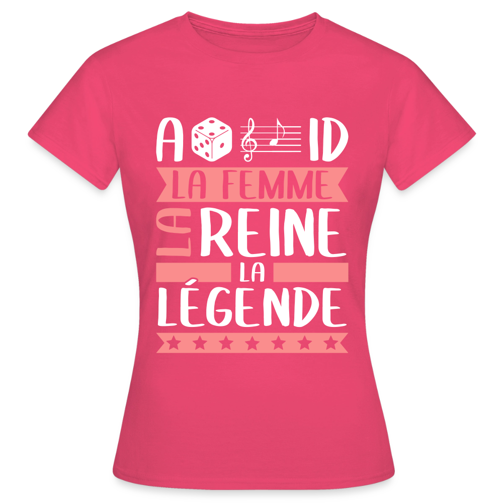 T-shirt femme Adélaïde rébus – La femme, la reine, la légende - rose azalée