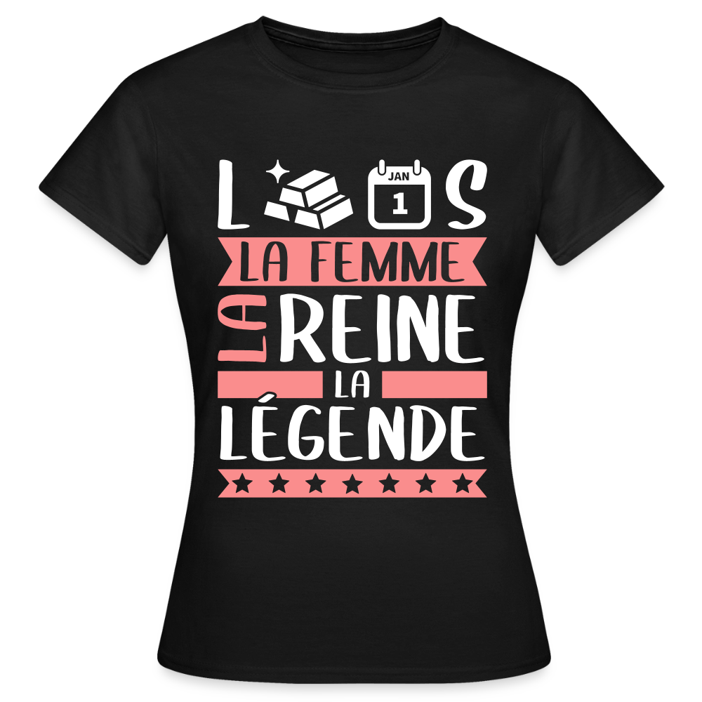 T-shirt femme Laurence rébus – La femme, la reine, la légende - noir