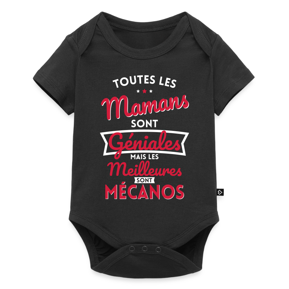 Body Bébé bio manches courtes - Mamans géniales - Les meilleures sont mécanos - noir