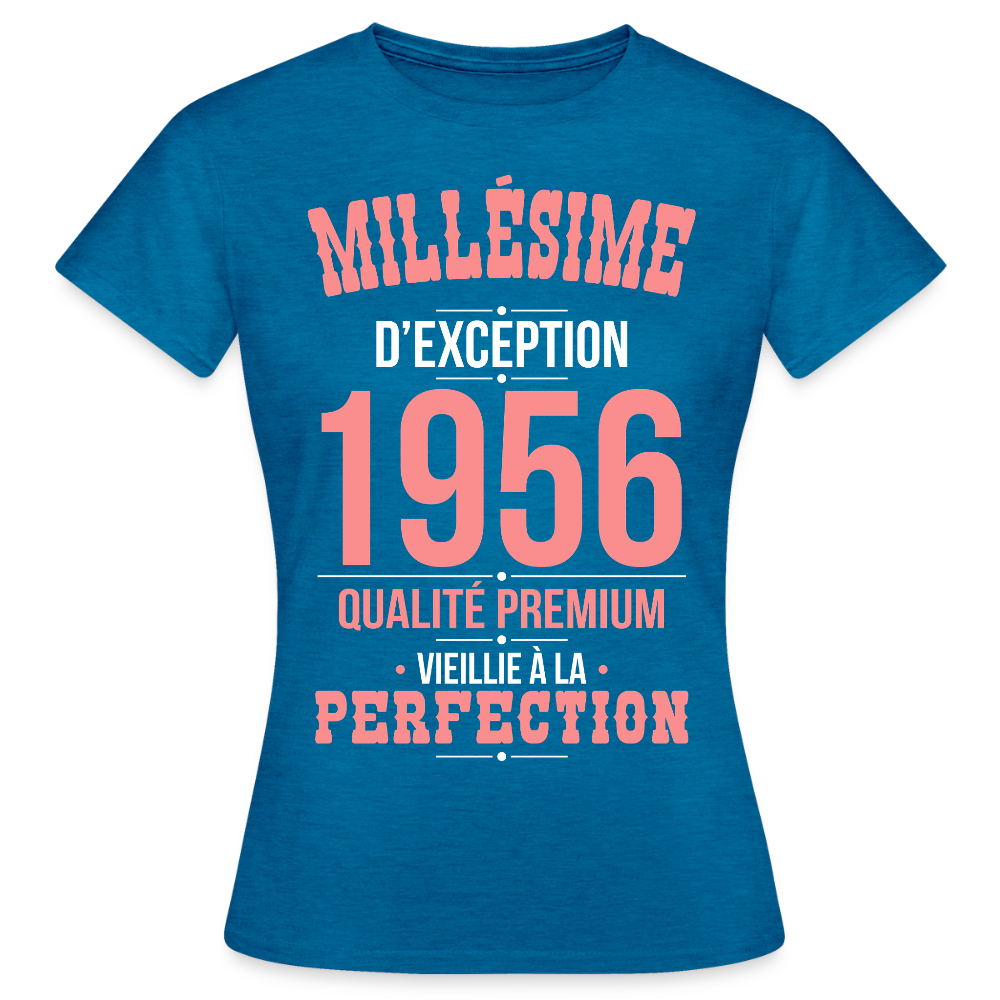 T-shirt Femme 70 Ans 1956 – Millésime d’Exception 1956 - bleu saphir antique chiné