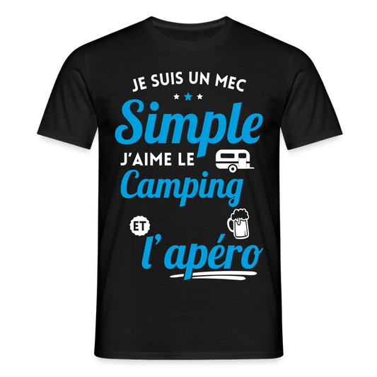 T-shirt Homme - J'aime le camping et l'apéro - noir