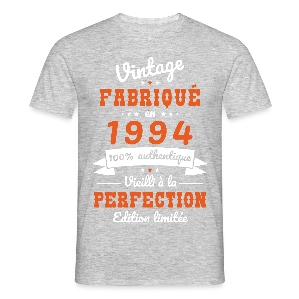 T-shirt Homme - Anniversaire 31 Ans - Vintage Fabriqué en 1994 - gris chiné
