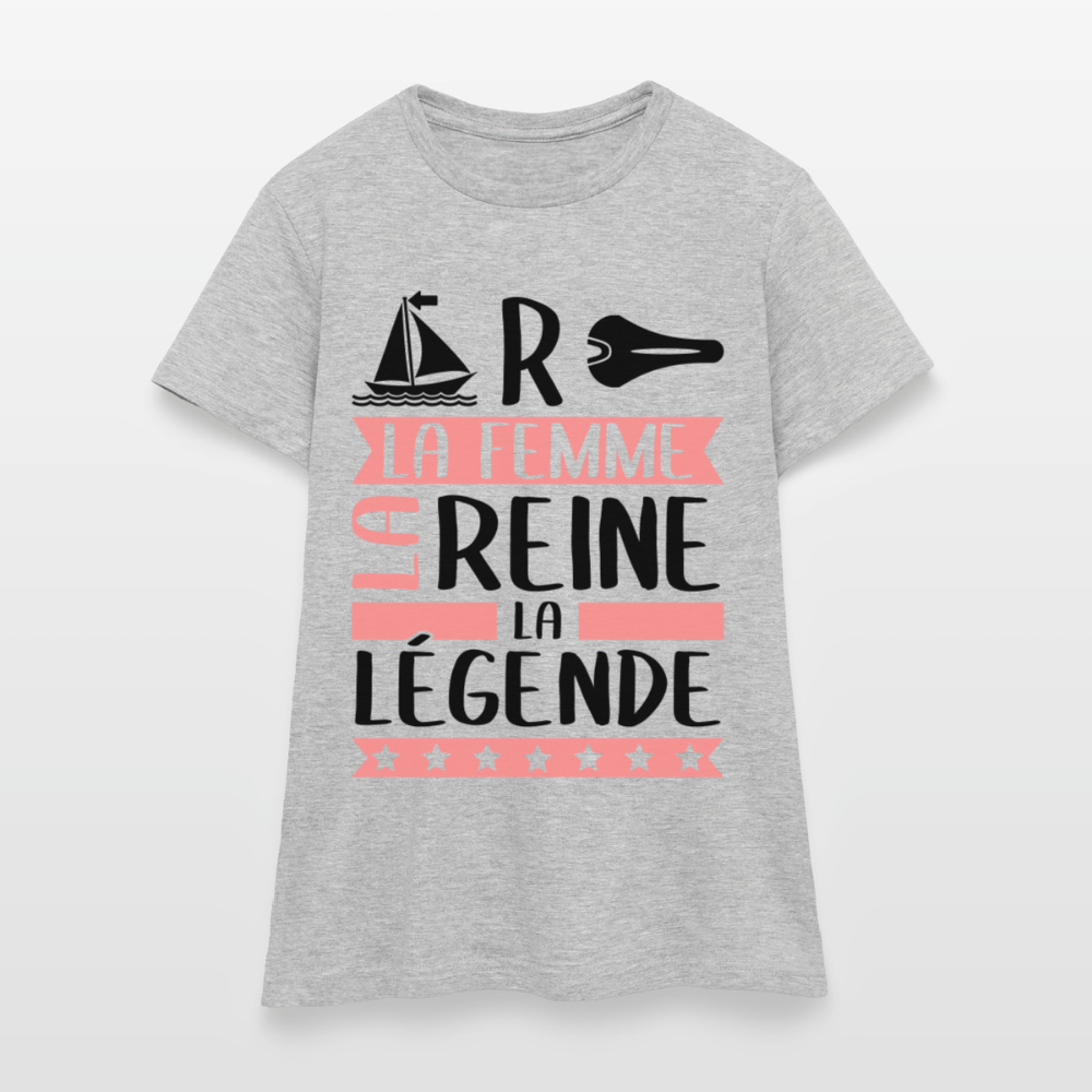 T-shirt femme coloris clair Marcelle rébus – La Femme, la reine, la légende - gris chiné