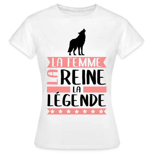 T-shirt femme coloris clair Lou rébus – La femme, la reine, la légende - blanc
